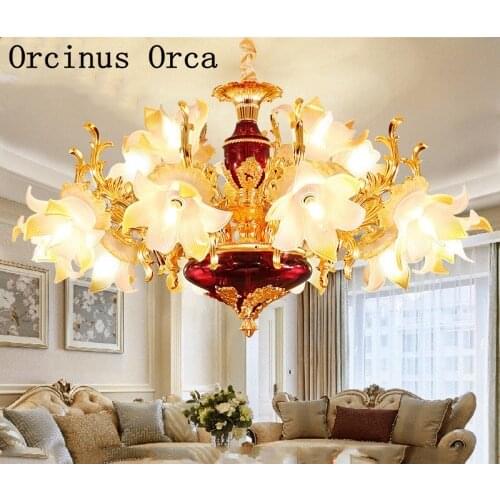 European luxury color crystal chandelier living room dining room bedroom French creative LED alloy ceramic Chandelier
