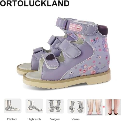 Baby Leather Shoes Girls Summer Pink Red Sandals Children Flatfoot Orthopedic Footwear For Kids Toddler Small Sizes1 2 3Years