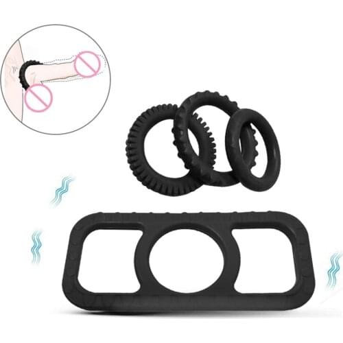 Sex Toys For Men Silicone Semen Lock Ring Erection Cock Rings Ejaculation Time Lasting Masturbator 4PCS Set Male Adult Products