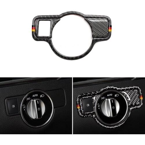 Real Carbon Fiber Car Styling Headlight Switch Frame Cover Protective Trim For Mercedes Benz A B C E G GLA GLK GLS ML Class