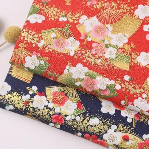 Navy Blue Japanese Style Cotton Fan Flower Fabrics For Handmade Apparel,DIY Patchwork,Jewelry Cushions Textile Material