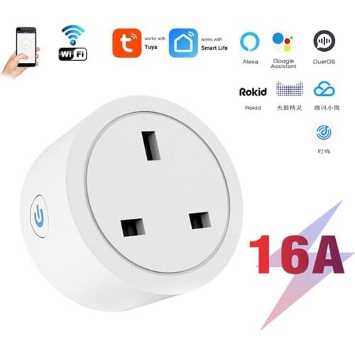 Tuya Smart Wifi Socket Smart Plug 16A UK With Poewer Measurement Timing/Countdown Function Work With Google Home Alexa Modules