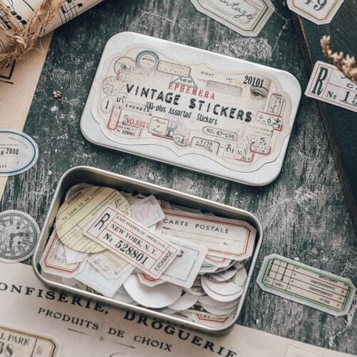 Vintage Iron Box Bill Label Stickers DIY Junk Journal Diary Planner Creative Craft Paper Scrapbooking Decorative Sticker