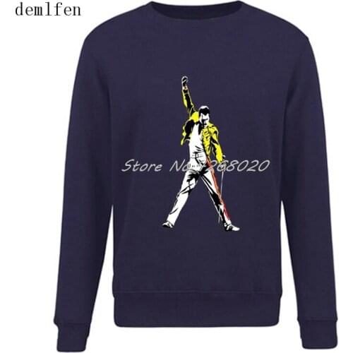 Amusing Queen Freddie Mercury Music Hoodies Casual Mens Cotton Pullover Thicken Fleece Sweatshirt Hip Hop Tops Streetwear