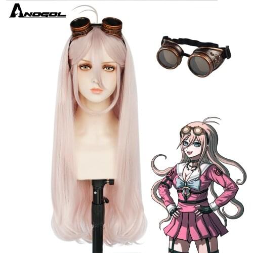 ANOGOL DanganRonpa Cosplay Wig Miu Iruma Costume Play Woman Adult Wigs Halloween Anime Game Hair free shipping + wig cap