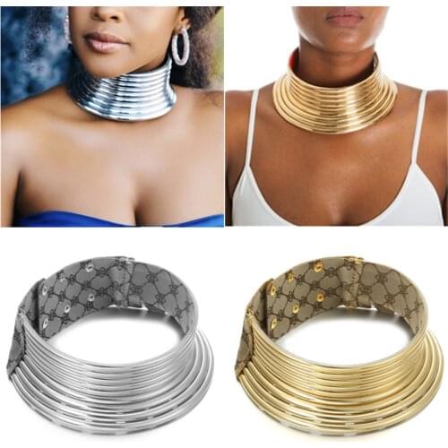 1pc Adjustable Choker African Jewelry Vintage Necklace Metallic Coil Maxi Collar