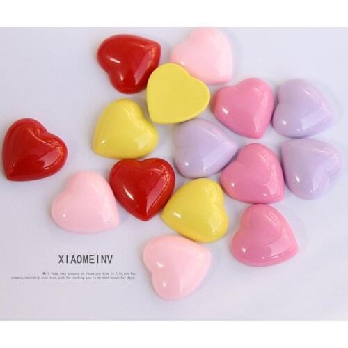 10pcs Diy Accessories Accessories japanese-style Heart Solid Color Bright Red Heart Shape Resin Ear Stud Material