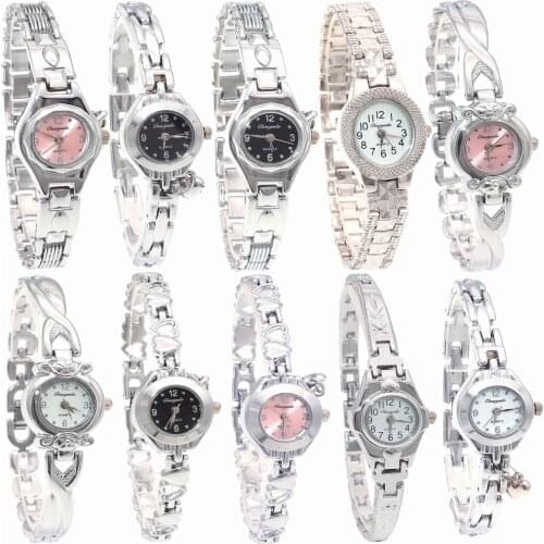 10pcs/Lot , Wholesale Price Mixed Bulk Cute Lovely Silver Bracelet Lady Women Watches Quartz Wristwatch Gifts Hot Sale JB2T