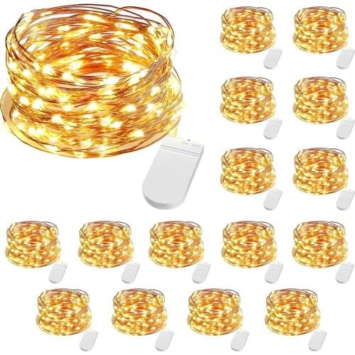 10Pcs/lot LED String Light Waterproof Copper Wire Fairy Light Battery Powered Wedding Xmas Christmas Holiday Party Decor lamp