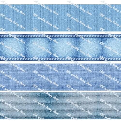 16-75MM Denim Pattern Printed Grosgrain Ribbon 50 Yards/Roll Tape Clothing Bakery Gift Wrapping Accessory Hairbow Head