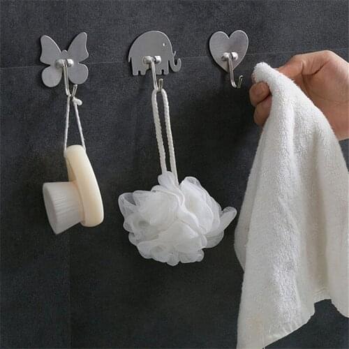 2PC concessions stainless steel hooks for wall door glue hanger kitchen bathroom hanging door towel rack home accessories