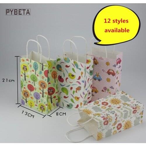 20pcs- 21*13cm+8cm- 16 design available Lovely Cartoon Paper Bag Cosmetic Gift Packaging Bag Shopping Takeout Bag