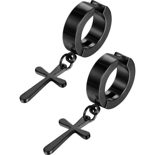 2020 Charm Unisex Stainless Steel Cross Non-piercing Dropping Earrings Trend Gothic Punk Earplugs For Men Women Classic Aretes