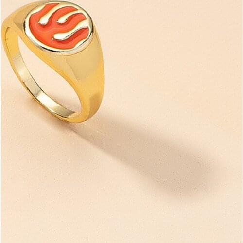 2021 Ins Red Epoxy Fire Heart Geometic Minimalism Knuckle Finger Rings Trendy Korean Fashion Women Party Jewelry