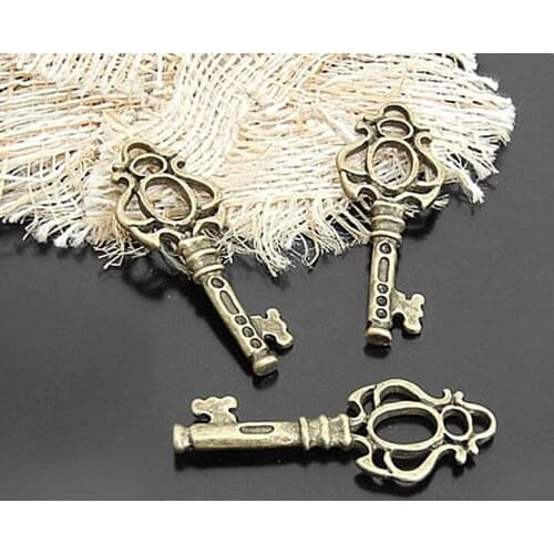 21114)20PCS 43x17MM Antique Bronze Zinc Alloy Key Charms Pendants Jewelry Making Supplies Diy Findings Accessories