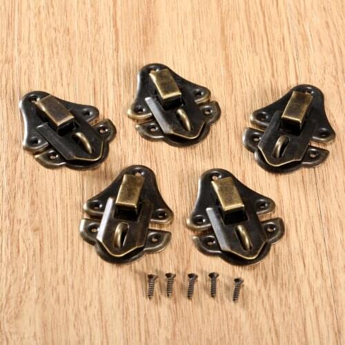 5Pcs 48x35mm Antique Bronze Iron Jewelry Gift Box Suitcase Case Lockable Buckle Toggle Hasp Latch Catch Clasp Furniture Hardware