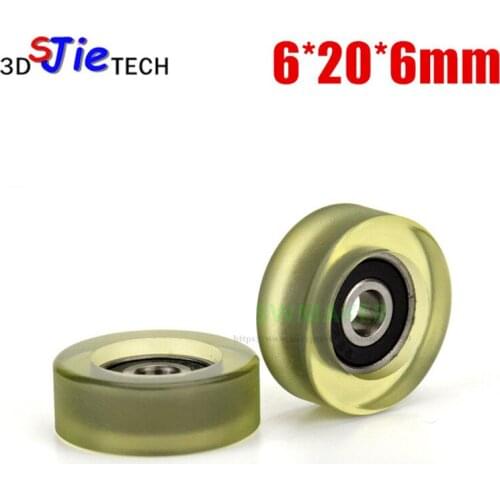6*20*6mm F type 696zz rubber bearing pulley / roller, Pu soft polyurethane sorter, mute