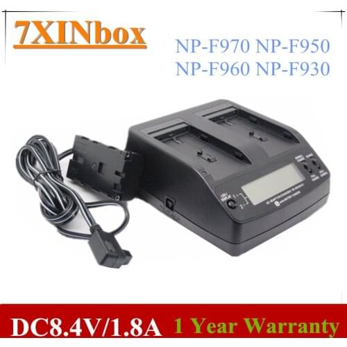 7XINbox Dual Battery Charger Cradle For Sony F970 NP-F970 NP-F950 NP-F960 AC-VQ1051D Handycam LCD Series Battery Video light