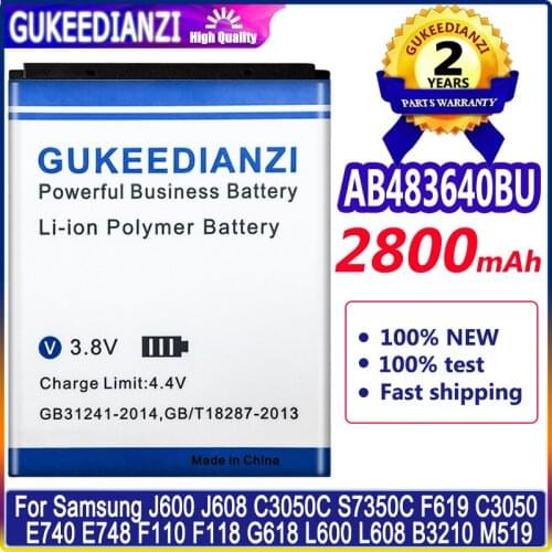 2800mAh AB483640BU Battery for Samsung J600 J608 C3050C S7350C F619 C3050 SGH-E740 E748 F110 F118 G618 L600 L608 B3210 M519