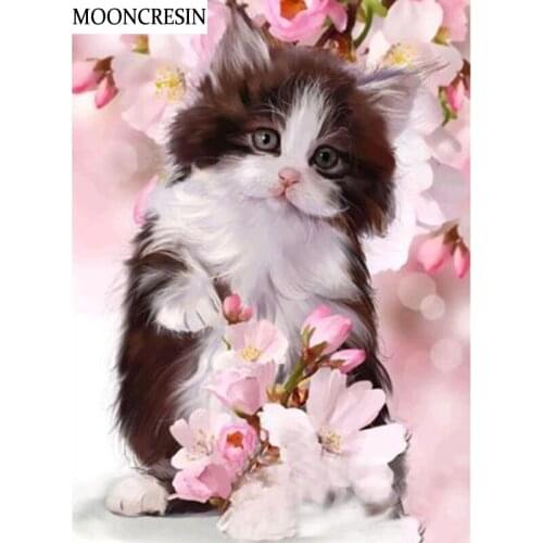 Diy Diamond Embroidery Flower Cat 5D Diamond Painting Full Drill Square Handicraft Mosaic Picture Of Rhinestone Decoration Home