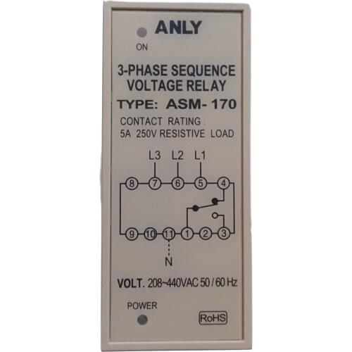 ANLY ASM-170 under reverse phase detection relay phase failure and phase sequence relay