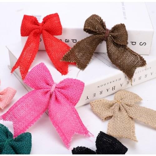 5pcs Christmas Bows Hanging Decorations Jute Bowknot Christmas Tree Ornaments 2020 New Year Party Gift Decoration For Home
