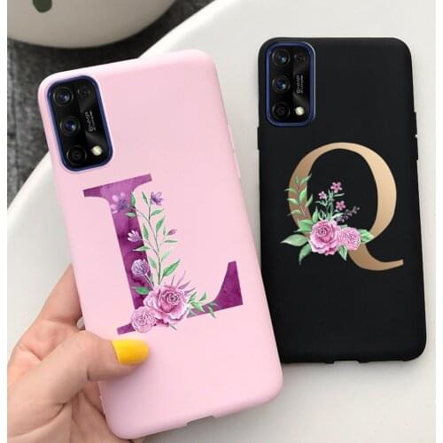 For Realme 7 Pro Case Soft TPU Cute A-Z Letters Back Cover on For Oppo Realme 7 7 Pro Realme7 7Pro Shockproof Phone Cases Bumper