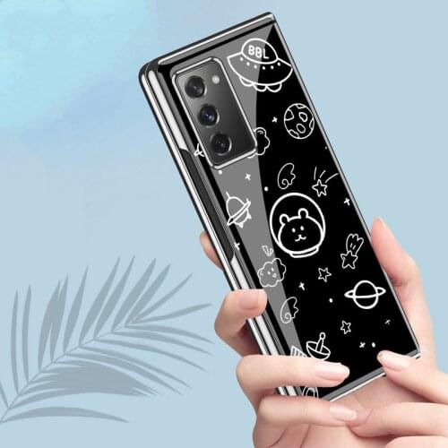 Z Flip2 5G Funda Case for Samsung Galaxy Z Fold 2 F9160 Simplicity Starry Sky Plexiglass Coque Phone Case Cover Z Fold 2 5G