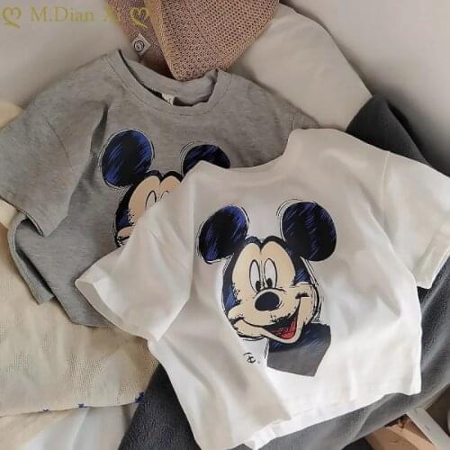 Spring and Summer New Childrens Wear Kid Boys Girls Cartoon Printed Pocket T-shirt Short Sleeve Baby Casual Tops