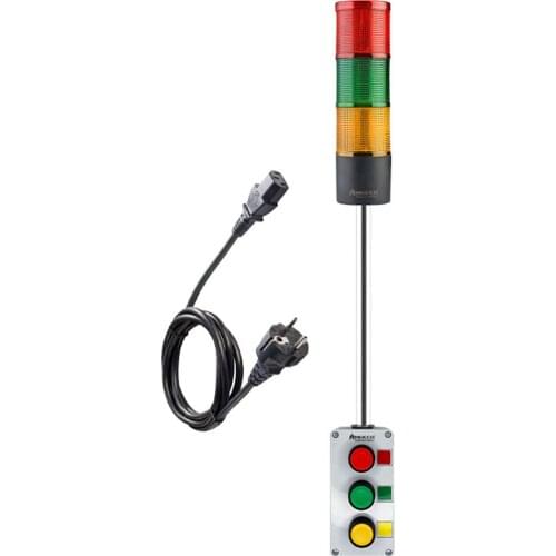 Led Andon Kit Three Layer Stack Light With Buzzer | 220V | 30 Cm Extention Tube | IP65 | Industrial Signal Tower