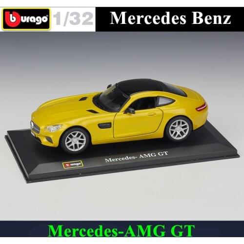 Bburago 1:32 Mercedes AMG-GT simulation alloy car model plexiglass dustproof display base package Collecting gifts