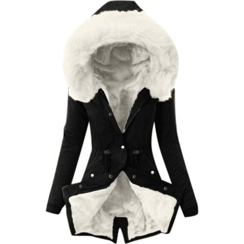 Fashion Winter Jacket Women Long Sleeve Hooded Pocket Thick Warm Parka Plush Casual Long Coats Female Ladies ' Coat