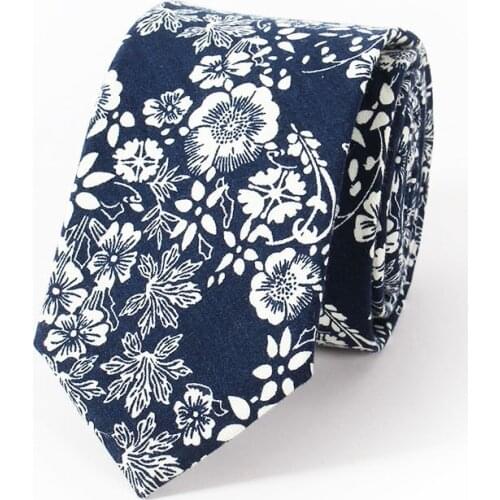 Fashion Cotton Small Floral Ties For Men Brand Wedding Suit Gravatas Corbatas Slim Vestidos Neck Tie Cravat Blue White Necktie