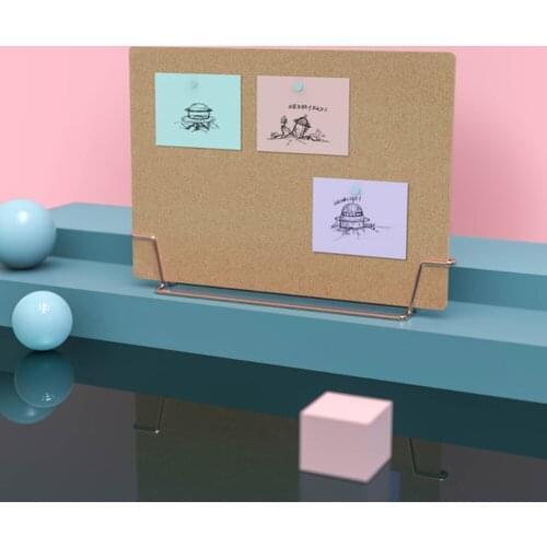 Rose Gold Desktop Cork Board 12.6*9 Inch Creative Desktop Cork Message Board Office Notes Photo Wall Message Display Stand