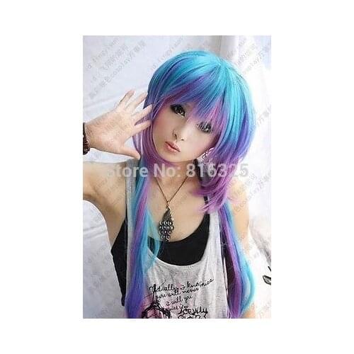 Wholesale 32018 >Vocaloid 3 AOKI LAPIS long blue purple mix cosplay wig