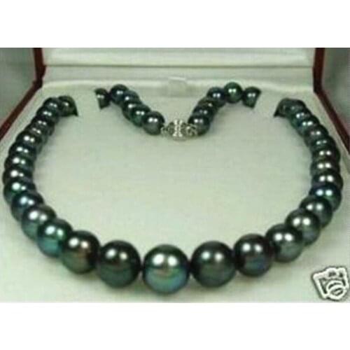 Natural 9-10mm black freshwater cultured round pearl beads necklace for women mother high grade fashion jewelry 18inch MY4574