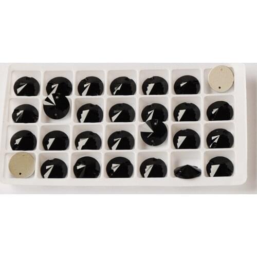 Charms Jet shiny Rivoli 8 10 12 14 16 18mm Flat Back polish Rhinestones Evening Dress Decorations DIY Gems Sewing On Rhinestones