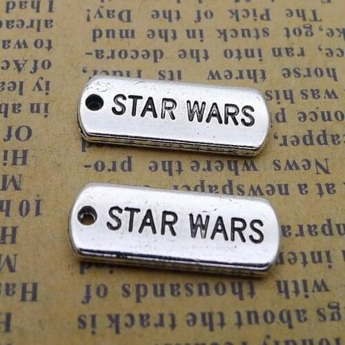 100pcs Star Wars Charms 8mm x 21mm DIY Jewelry Making Pendant antique silver color