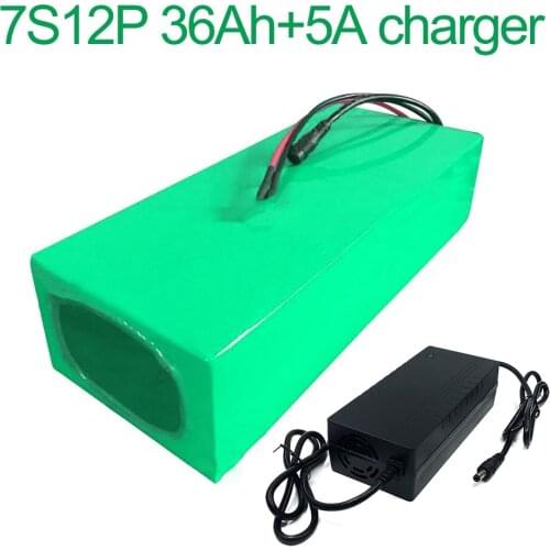 With 5A charger 24V 36Ah 25.9V 7S11P 18650 Li-ion Battery Pack E-Bike electric bicycle 230x135x70mm
