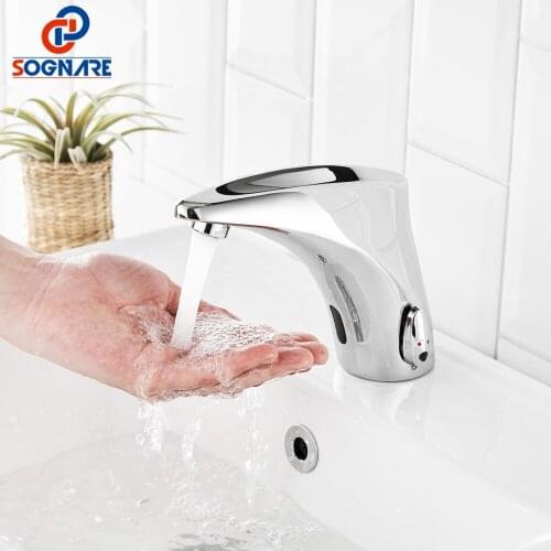 SOGNARE Mini Brass Faucet Bathroom Automatic Faucet Infrared Sensor Faucet Cold And Hot Inductive Electric Basin Faucet Mixer