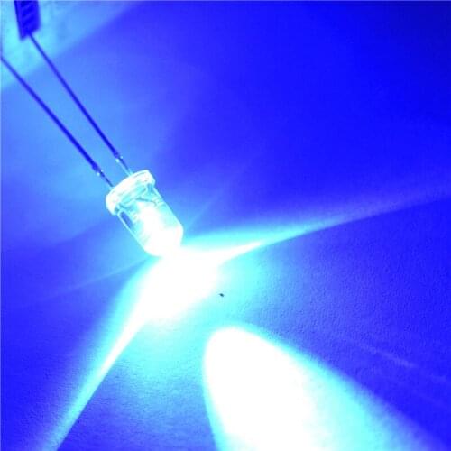LED light-emitting diode 5MM round white hair long blue (50pcs)