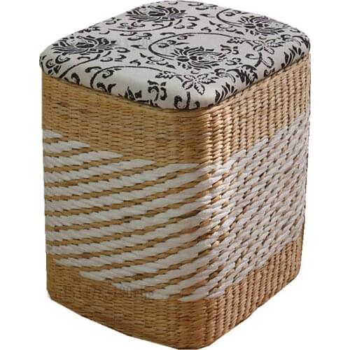 Storage Stool Storage Stool Home Multi-function Shoe Changer Straw Rattan Small Stool Door Can Sit People Storage Box