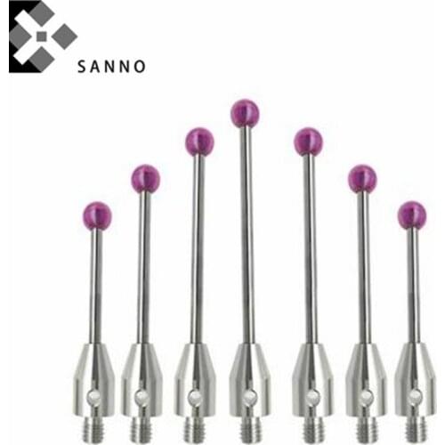 M3 / M4 / M5 Three-coordinate probe with Rudy ball head 1 - 6mm cnc touch probe M2x1xL50mm for cnc lathe ruby stylus