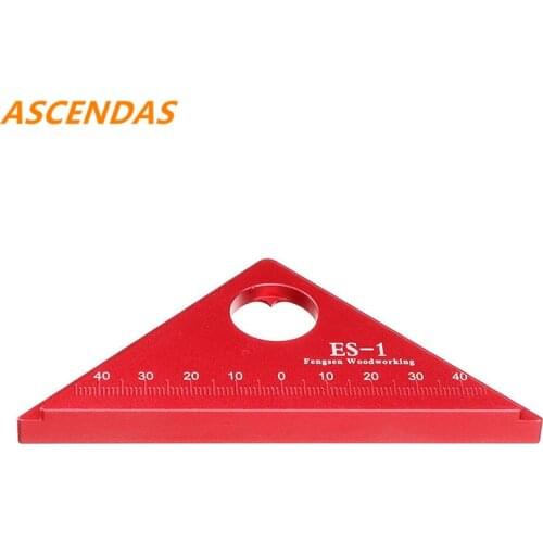ASCENDAS Aluminum Alloy 45 Degree Marking Angle Ruler with Base Woodworking Triangle Ruler Measuring Scribing Tool TP-0382
