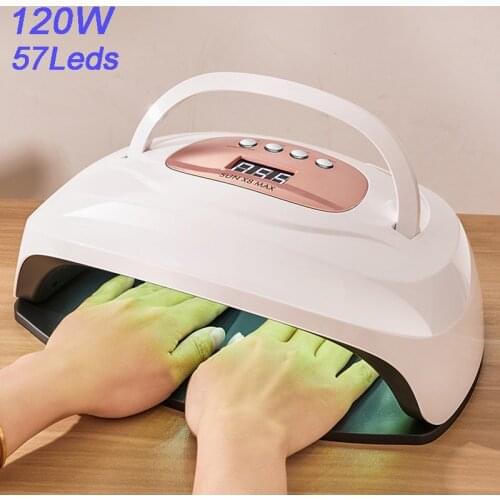 120W High Power LED UV Lamp Nail Dryer 57 PCS LEDs Fast Drying Nail Gel Polish Manicure Gel Lamp With Motion Sensing LCD Display