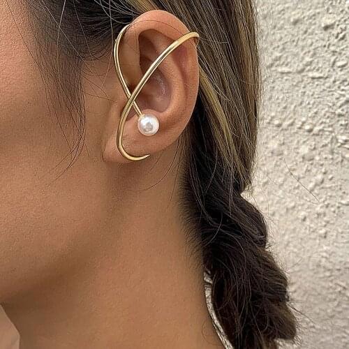 Vintage Geometric Pearls Clip Earrings Women Ear Bone Clip without Ear Hole Fashion No Piercing Ear Cuff Aros Aretes Pendientes