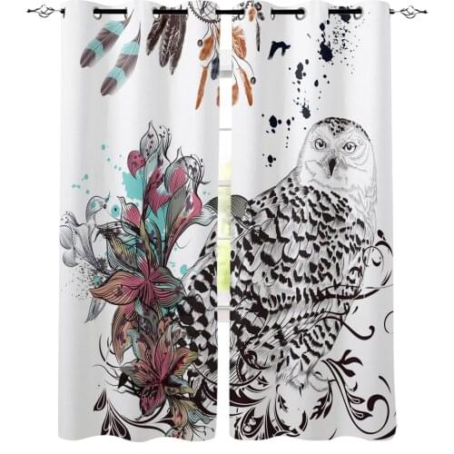 Eagle Feathers Flowers Texture Window Curtains Home Decor Bedroom Curtains Kitchen Door Drapes Curtains for Living Room