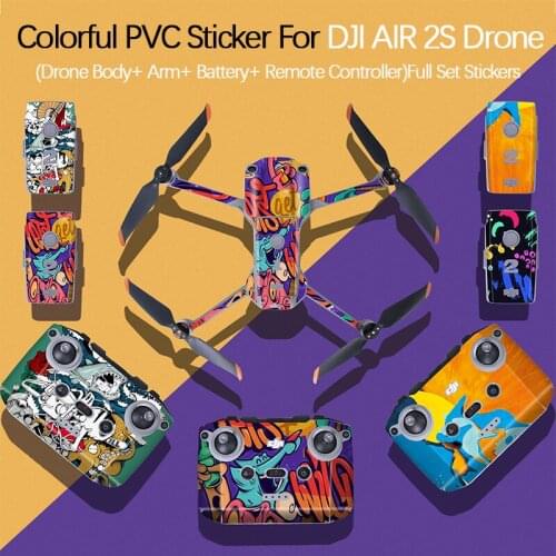 For DJI AIR 2S Drone Body Arm Battery Remote Controller Colorful PVC Sticker Protective Film Scratch-proof Decals Skin Accessory