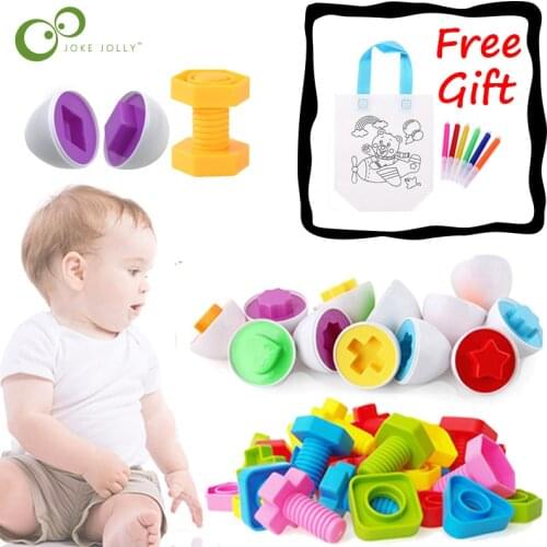 1Set Montessori Learning Education Math Toys Smart Eggs / Plastic Screws 3D Puzzle Game For Baby Children Educational Toys YJN