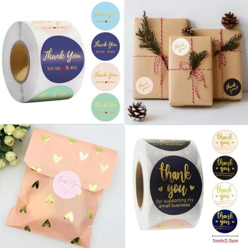 1inch Gold Foil 100-500pcs Thank You Stickers Seal Labels Paper Decoration Sticker for Handmade Wedding Gift Stationery Sticker